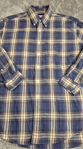 Brooks Brothers 346 Chemise Homme Medium L Bleu Plaid Flanelle Bouton Coton Hiver - Photo 4/14