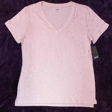 A.N.A. A New Approach Star print V-neck T-shirt size L New With Tags Pink  Color