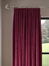 John Lewis Damson /Burgundy Velvet Pair Lined Pencil Pleat Curtains W167x L182cm