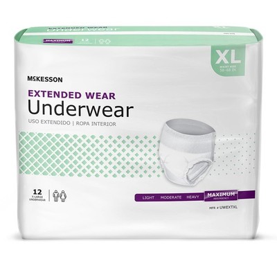 McKesson Adult Disposable Cloth Underwear Maximum Absorbency - Size XL 12 Count