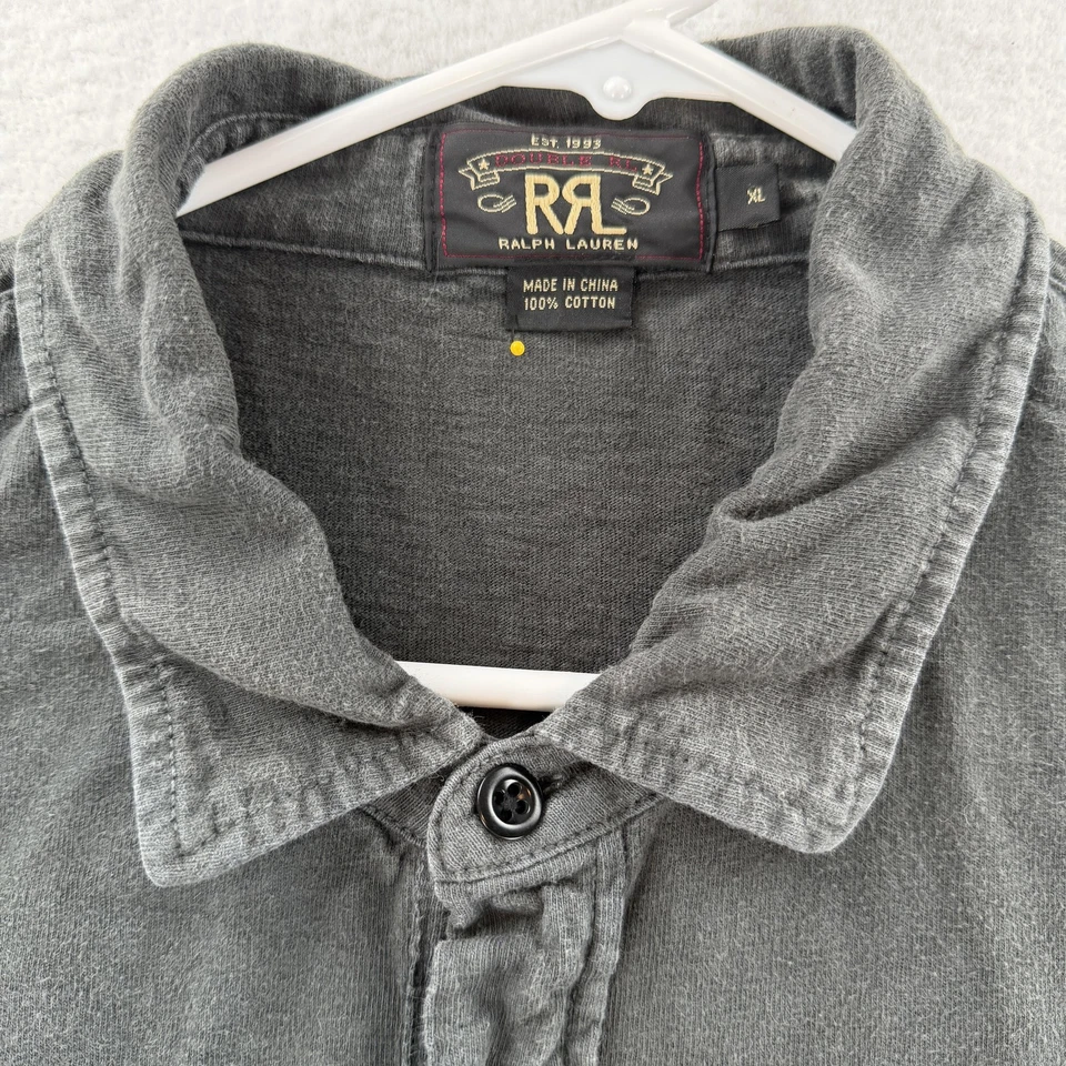 RRL Ralph Lauren Shirt Mens Extra Large Gray Long Sleeve Henley Popover Cotton - Image 3 of 4