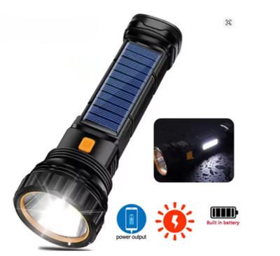 Multi-Function Solar LED Flashlight Outdoor Torch & Power Bank