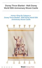 Walt Disney and Mickey Mouse ''Partners'' Throw – Disney World 50th Anniversary 
