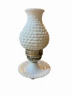 Hobnail Milk Glass 11" Lamp VTG Hurricane Electric Parlor Table Boudoir Works