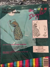 Dizzle 1991 Iron on Transfer Pre-Shaded Peacock 14 X 17 inch