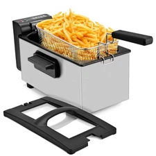 Deep Fryer 3 Liter Capacity,1500W Oil Fryer with Adjustable Temperature,Viewi...