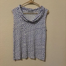 Olivia Moon Women’s Whit Blue Hearts Blouse, Size Medium 