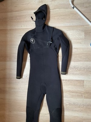 Vissla 7 Seas Wetsuit 4/3mm Sz S 135-150Lbs Chest zip Hood Surfing Diving