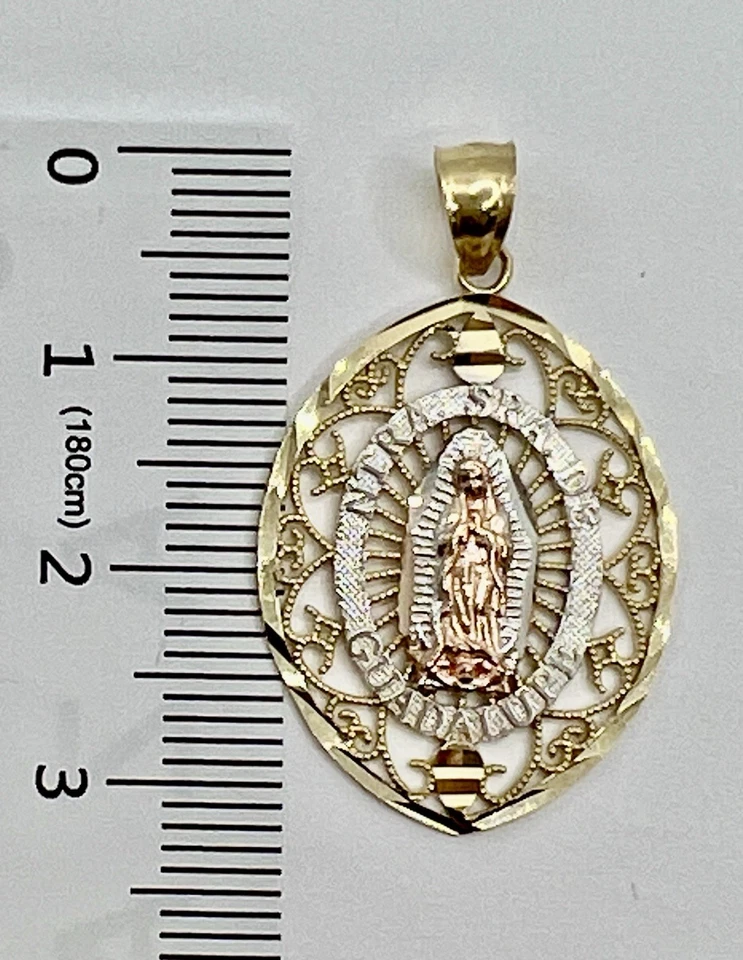 Трехцветный религиозный кулон 14 карат - Virgen De Guadalupe - Изображение 4 из 4