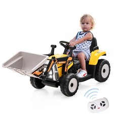 Kids Ride on Excavator 12V Battery Powered Loader Digger w/Adjustable Arm Yellow