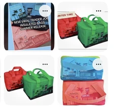 Trader Joe's Mini Insulated Tote Bag Bundle 4 Colors Peach Sea Blue Green Red🛍️