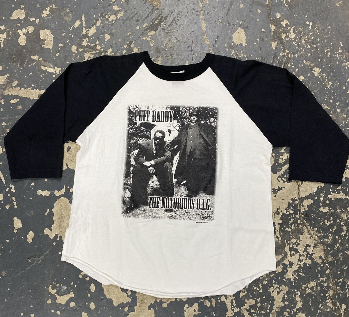 Vintage Puff Daddy The Notorious B.I.G. Bad Boys Rap Tee 3/4 