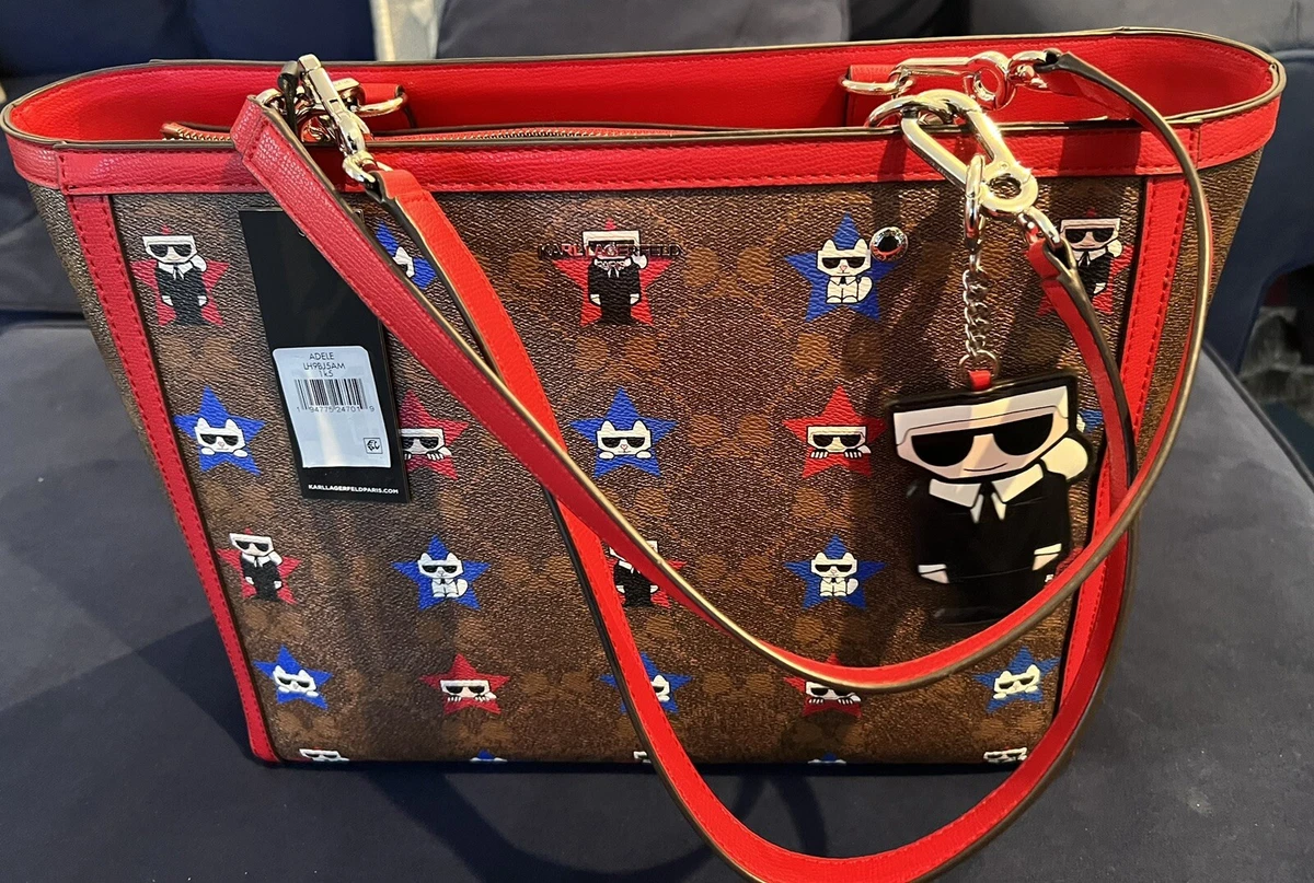Karl Lagerfeld Paris by Maybelle Adele Tote Bag Large Light Brown Red NWT