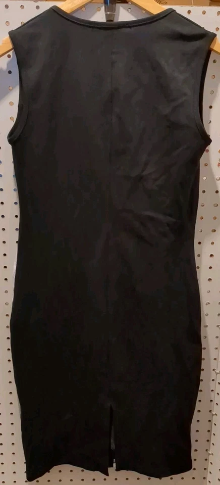 Vestido sin mangas Attention negro blanco talla pequeña ceñido al cuerpo Foto 2 de 4