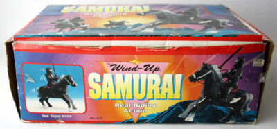 RARE VINTAGE 80'S WIND UP NINJA SAMURAI FIGURE ON HORSE REAL