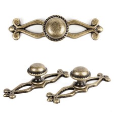 ALT MESSING ★ Retro Antik Knopf Möbelknöpf Schubladengriff mit Schild Griff 013