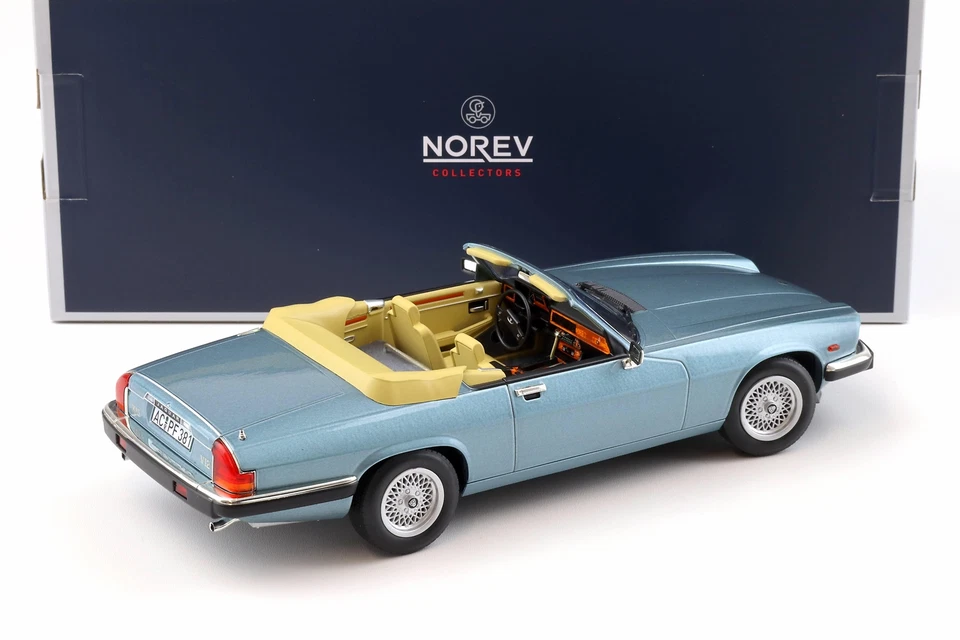 1:18 NOREV Jaguar XJ-S 5.3 H.E.Convertible 1988 Lumière Bleu Métallisé - Photo 3/4