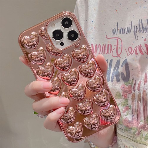 Luxury 3D Love Heart Phone Case Plating Soft Cover For iPhone 16 15 14 Pro Max - Imagen 4 de 12
