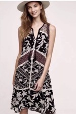 164. New Anthropologie Floreat Grasslands Floral Printed Black Midi Dress 4