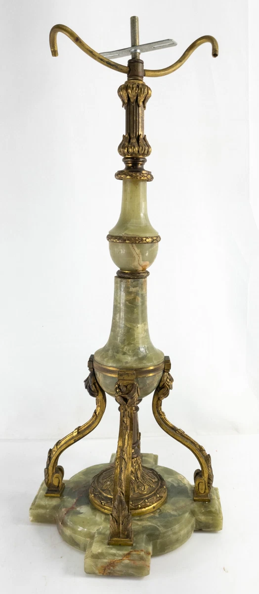 Antique Well Cast E.F. Caldwell Style Bronze and Onyx Table Lamp