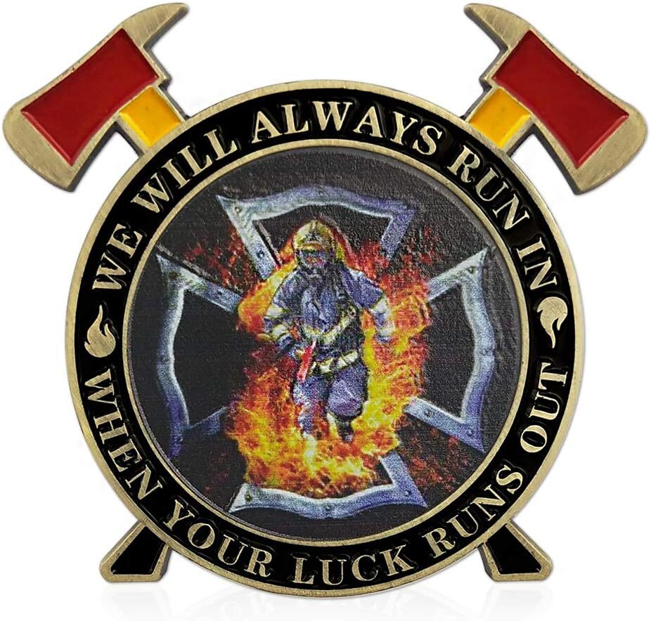 Firefighter Challenge Coin Gift Fire Axe St Florian Cross the Thin Red Line Coin