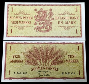 Finland 1 Markka 1963 Banknote World Paper Money UNC Currency Bill Note