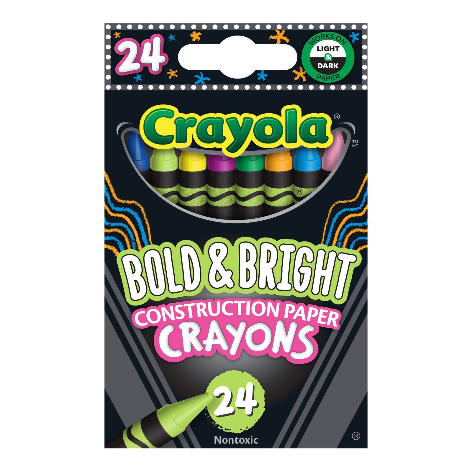 Crayola Construction Paper Crayons 24 Per Pkg Bright