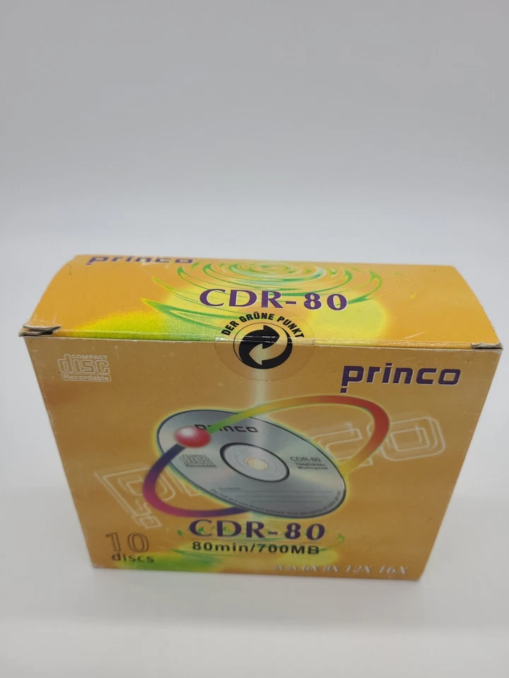 Princo CD-R 80 Minute Recordable CD-R 10 Disc Factory sealed New NOS - Image 2 of 4