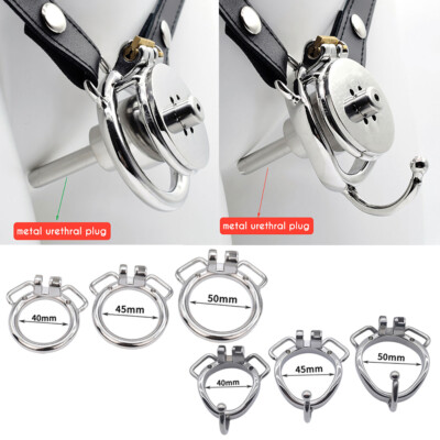 Men Stainless Steel Inverted Plugged Small short Chastity Device Metal Cage Lock