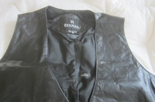 Preowned Men's Size 46 BERMAN'S Black Leather Vest - Picture 2 of 4