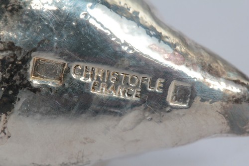 CHRISTOFLE Vase aux trois détaillant carottes bronze argenté (58960)