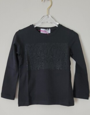 NWT NEW YOUNG VERSACE kids black t-shirt with studded logo 5y 6y YVFTS180 