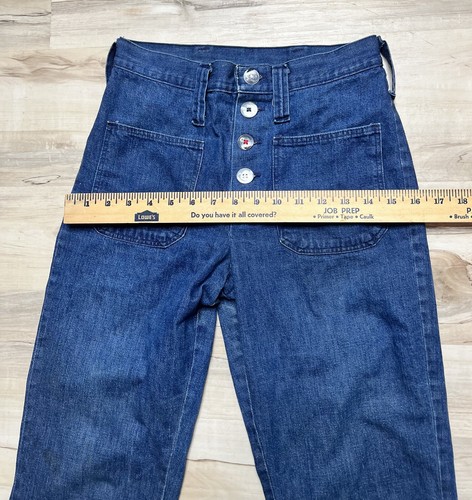 Vintage Lady Wrangler Jeans 1970s Size 9/10 Made In USA Button Fly Bare Back - Picture 21 of 23