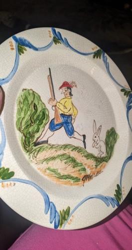 Vintage Renaissance Decorative Style Plate "Rabbit Hunting Hunter" 