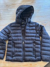 Cabelas Black Full Zip Puffer Jacket Hooded Down Youth Size Small