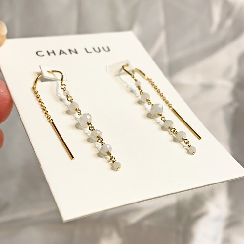 Chan Luu Tiered Threader Dangle Earrings in Moonstone and Gold - Picture 4 of 7