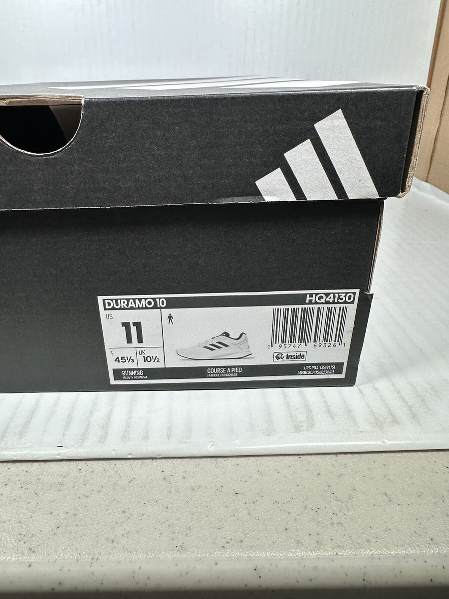 Size 11 Mens Adidas DURAMO 10 White Black Sneaker Shoe 