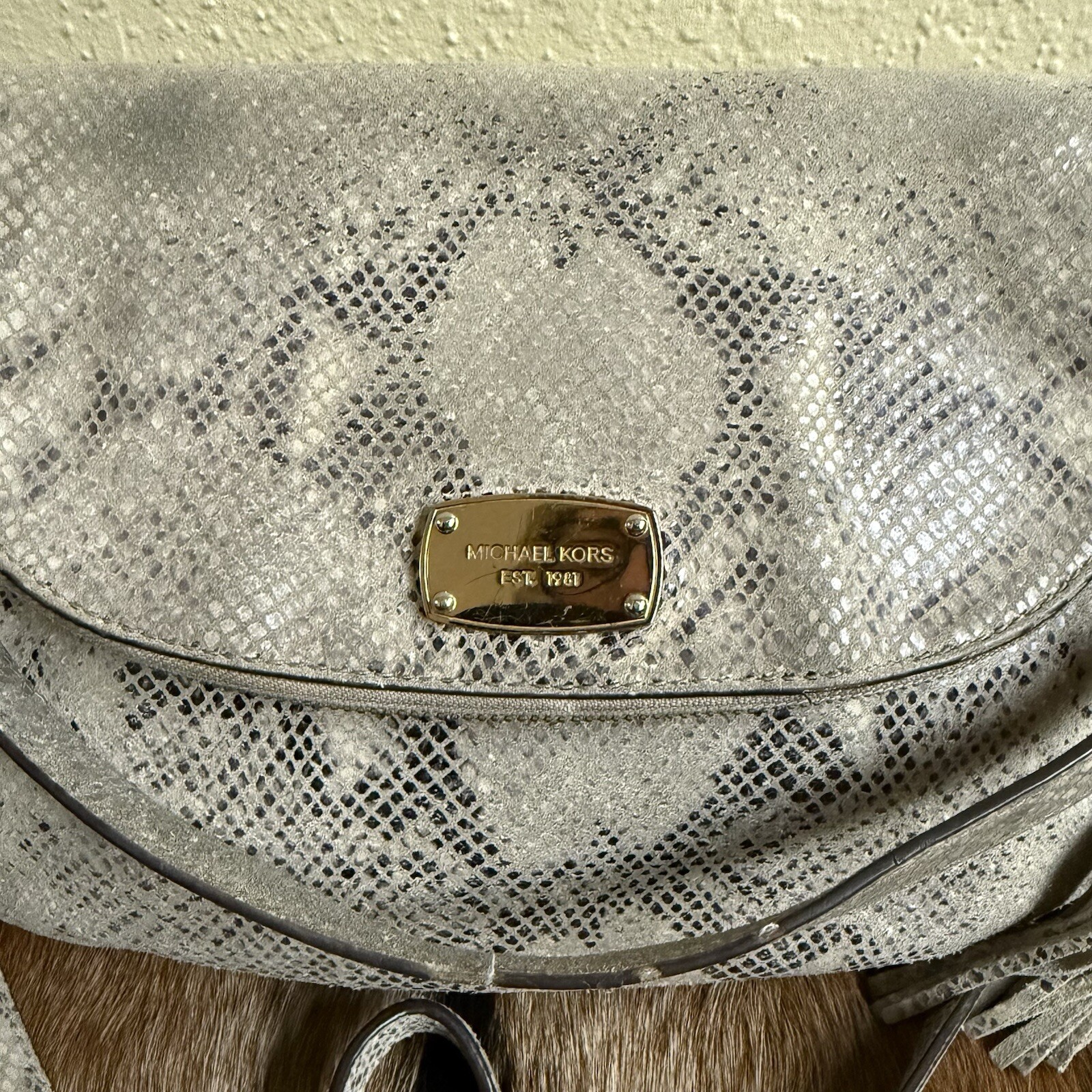 MICHAEL KORS Suede Snake Skin Python Embossed Sad… - image 2