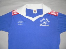 VTG 80S UMBRO SOCCER T SHIRT JERSEY FLOCKED KIDS YOUTH USA MADE CASTLE ROCK, WA