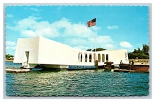 Pearl Harbor, HI Hawaii, U.S.S. Arizona Memorial, Chrome Postcard 