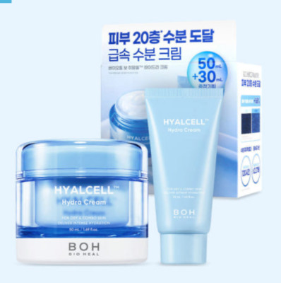 Bio Heal Boh Hyalcell Hydra Cream 50ml + 30ml Hydrating Moisturizer for Dry Skin