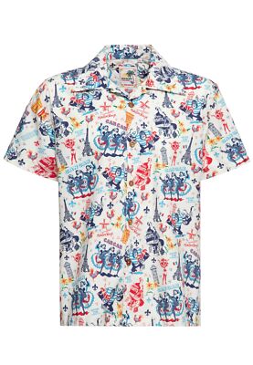 KING KEROSIN Herren Hawaiihemd mit lebhaftem Paris-Allover-Print Paris