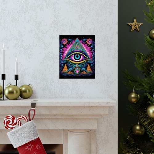 Pyramid Eye Trippy Blacklight Premium Matte Vertical Poster - Picture 16 of 17