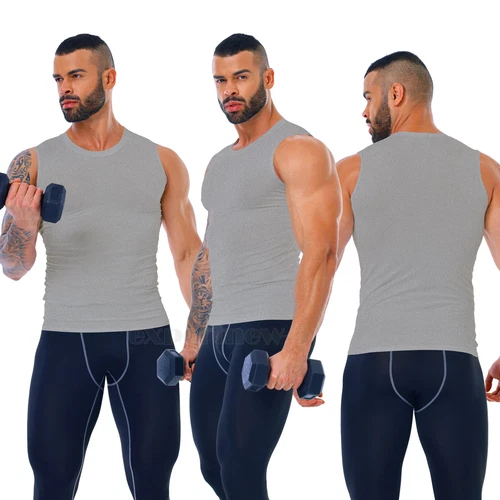 Gilet dimagranti uomo sport abbigliamento attivo top shapewear camicia compressione body shaper - Foto 14 di 36