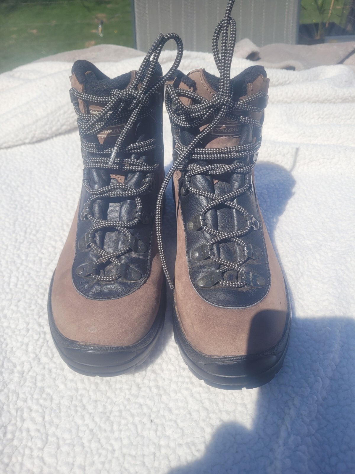 Stivali da trekking Salomon Contagrip in pelle pieno fiore marrone nero stringati donna taglia 8