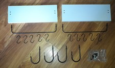 WALL SHELVES WITH RAIL METAL HOOKS PACK OF 2 IDEAL FOR KITCHEN & BATHROOM WHITE