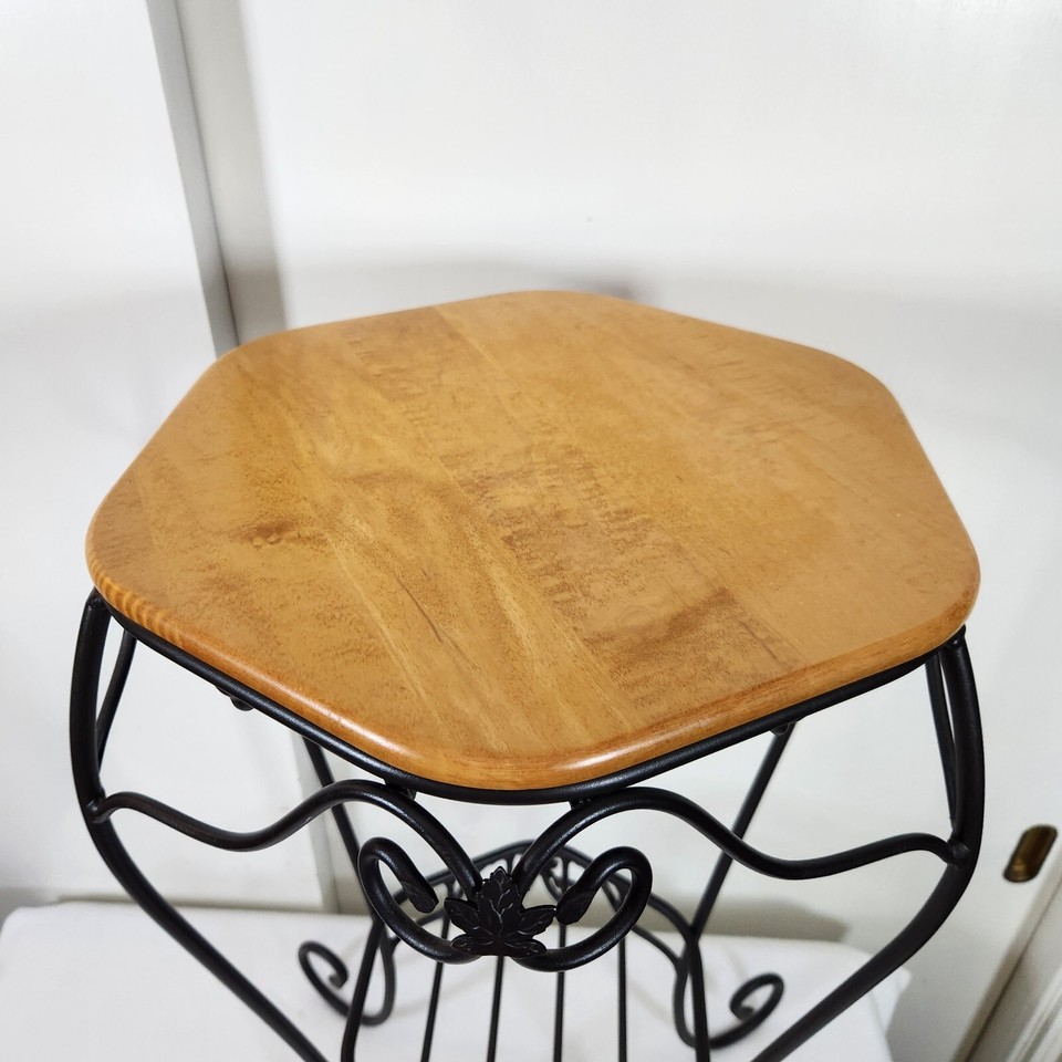 Longaberger Wrought Iron Generations Stand End Table+ (1) Top Wood