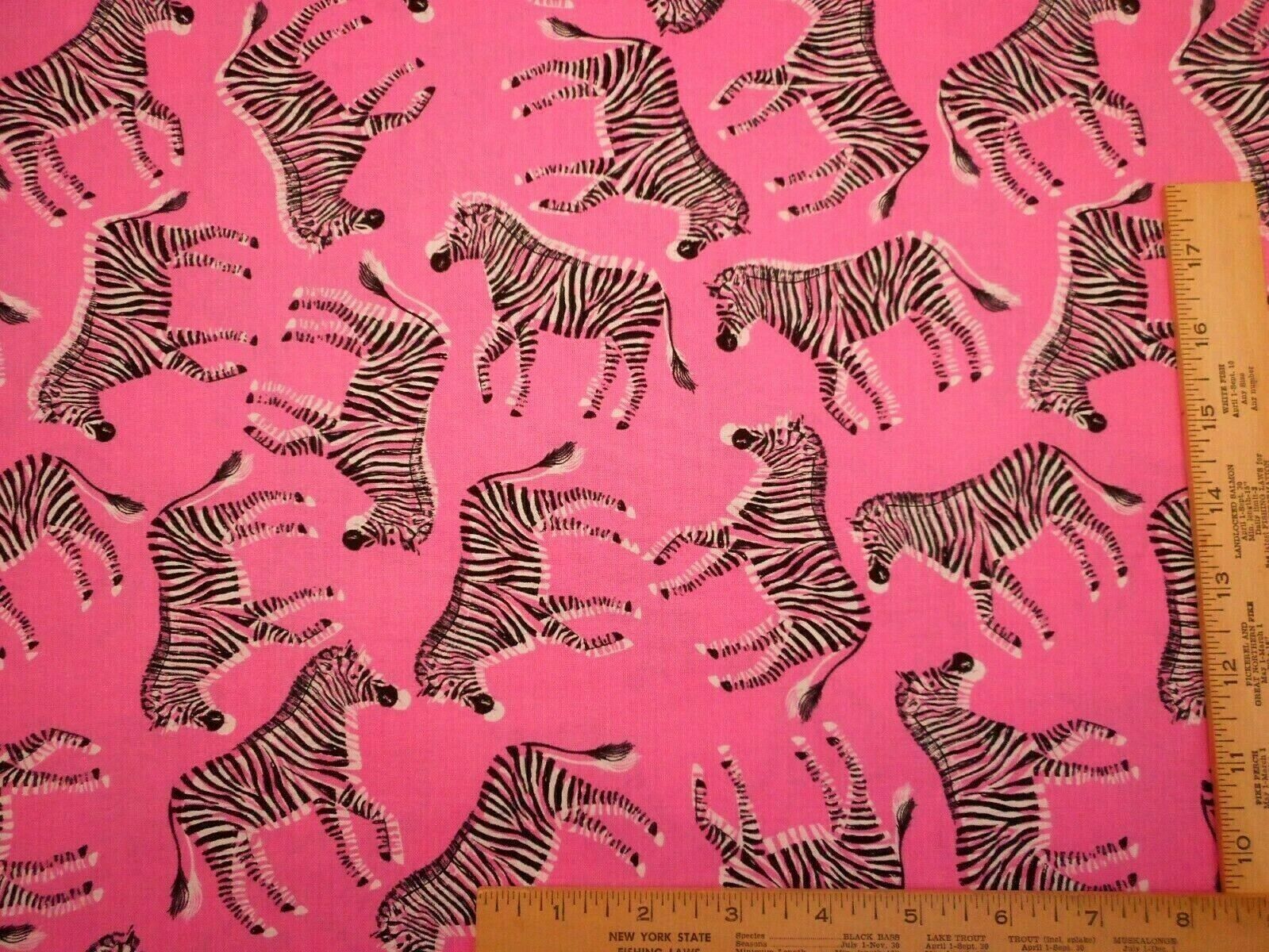 Quilt Fabric By Yard Black & White Zebras Animals on Pink Premium Cotton  Nov #B | eBay