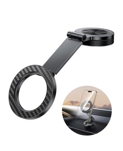 MagSafe Car Mount with 360° Rotation and Carbon Fiber Magnetic Phone Holder