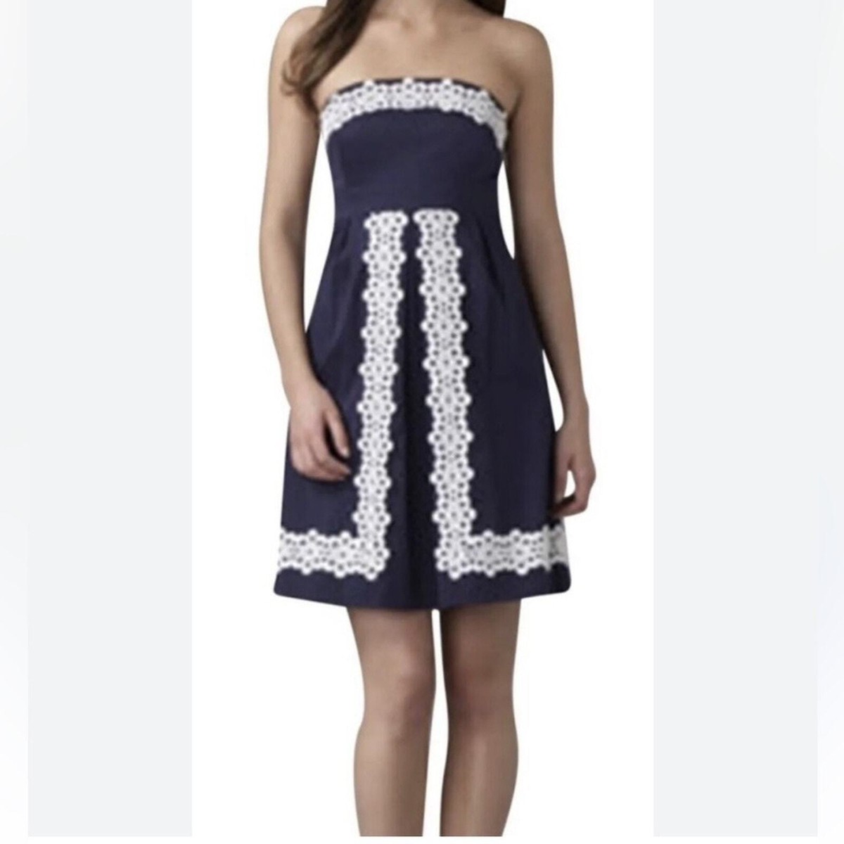 Lilly Pulitzer Betsey Empire Waist Embroidered Strapless Dress Women's Size  4